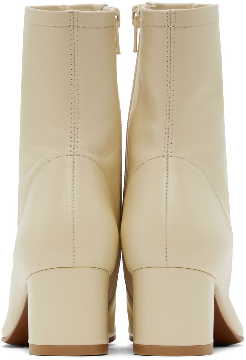 Tenisice i cipele BY FAR BY FAR Sofia Leather Block Heel Ankle Boots Bež | 16603-05-SWHTL, 1