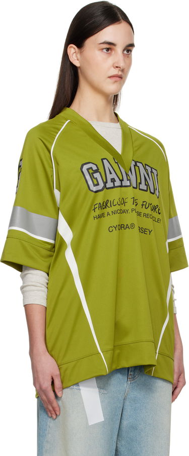 Dres GANNI GANNI Future Mesh Oversized T-Shirt Zelena | T4299, 1