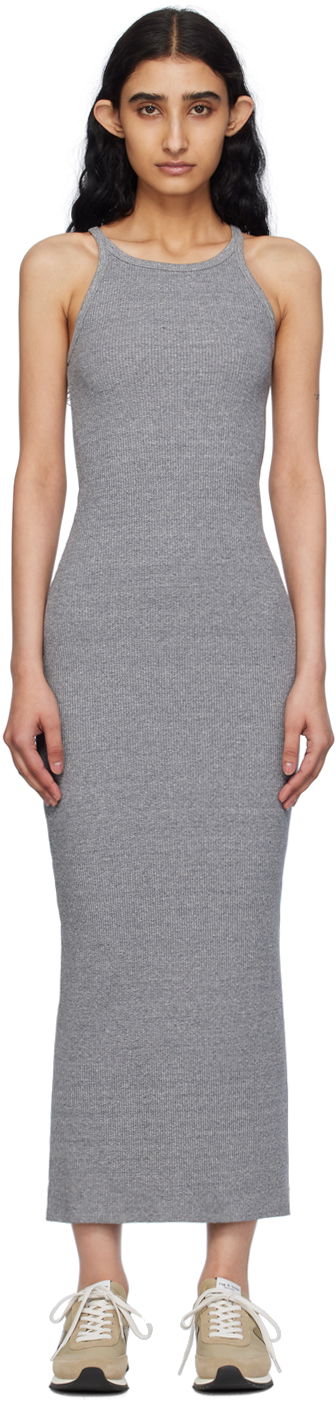 Haljina rag & bone Rag & Bone Essential Ribbed Tank Midi Dress Siva | WCC24S3007CA07