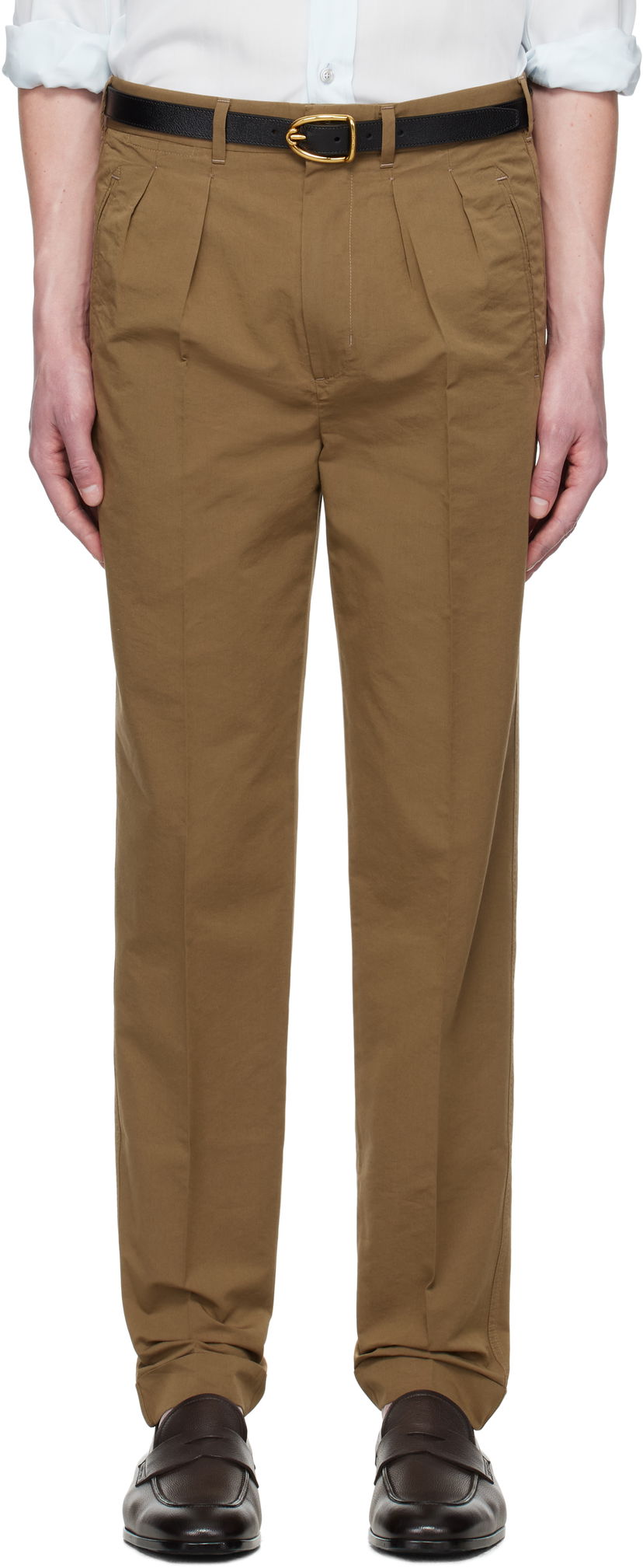Hlače Tom Ford Tom Ford Double Pleat Trousers Smeđa | SHP006-FMC207S25