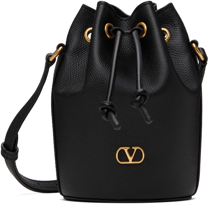 Ručna torbica Valentino Valentino Garavani Mini Drawstring VLogo Signature Bag Crna | 6W2P0AJ2SNP