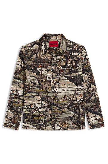 Košulja BOSS Oversized-fit Camouflage Print Cotton Canvas Shirt Višebojno | 50549747