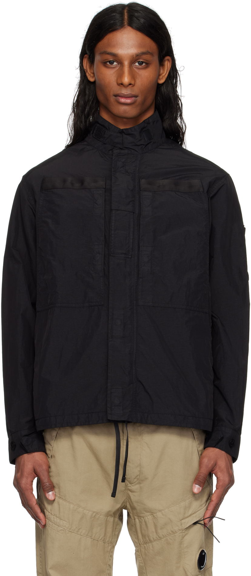 Vjetrovka C.P. Company C.P. Company Flatt Nylon Lens Overshirt Crna | 18CMOS081A-005991G