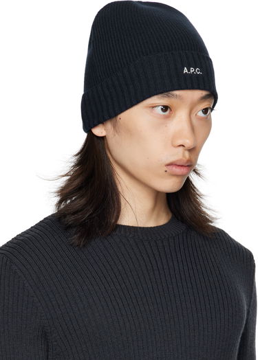 Kapica A.P.C. A.P.C. Colin Ribbed Knit Beanie Crna | WVBCZ-M25091, 1