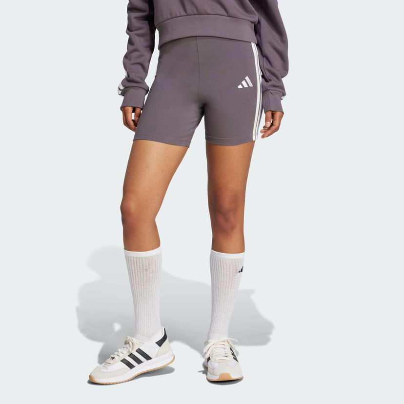Kratke hlače adidas Performance Essentials 3-Stripes High Waisted Biker Shorts Ljubičasta | JD0915