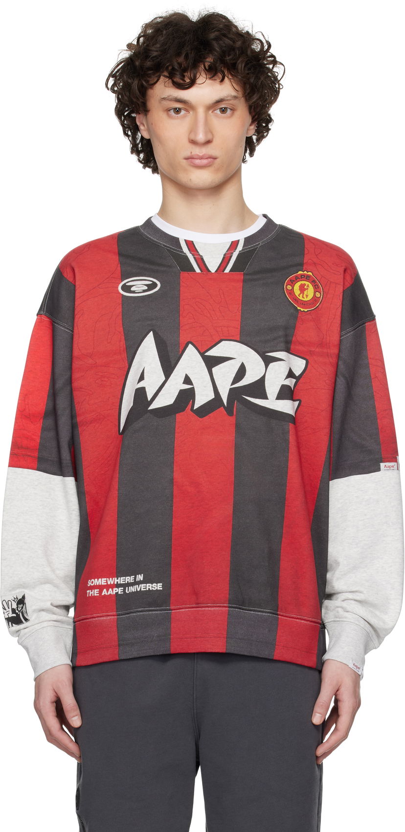 Džemper AAPE by A Bathing Ape AAPE by A Bathing Ape Moonface Crewneck Sweatshirt Crvena | AAPSWMC328XXOWH2