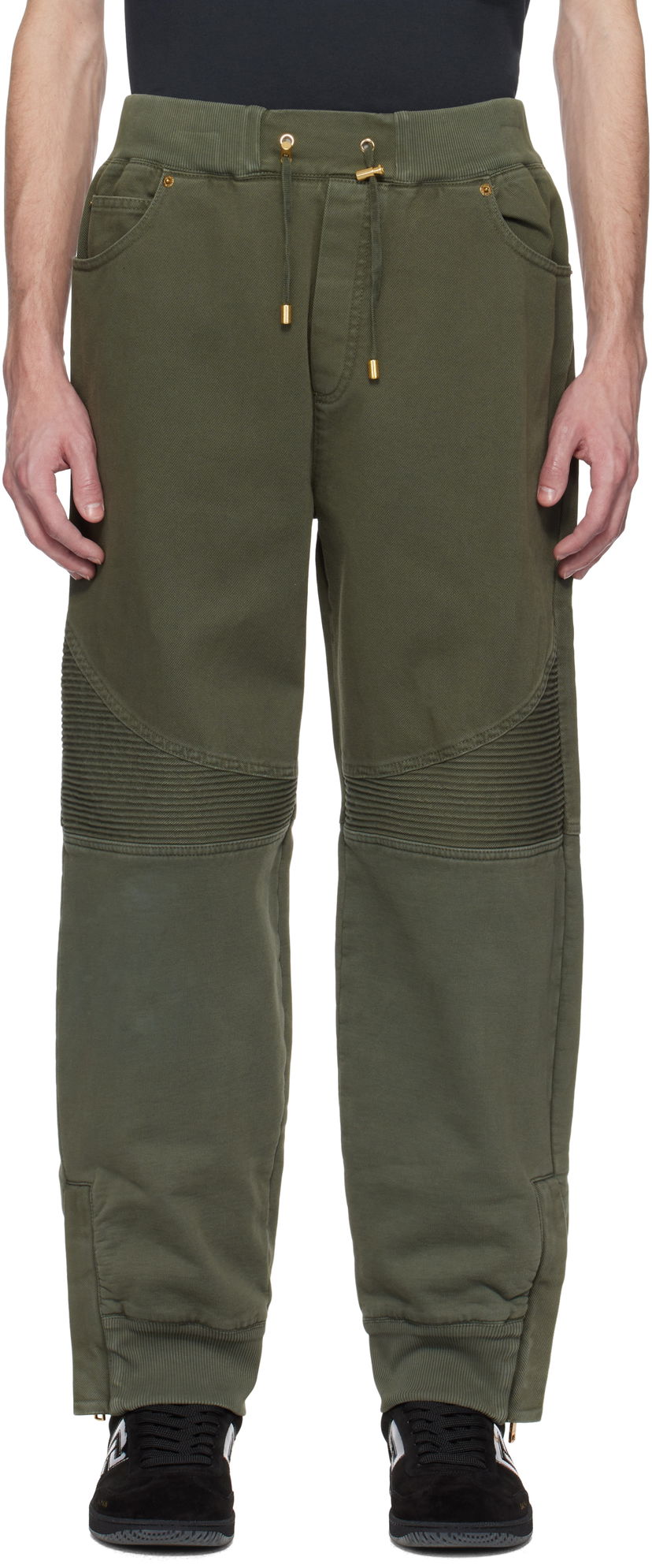 Trenirka Balmain Balmain Loose-Fit Denim & Jersey Trousers Zelena | EH1MD045DF43