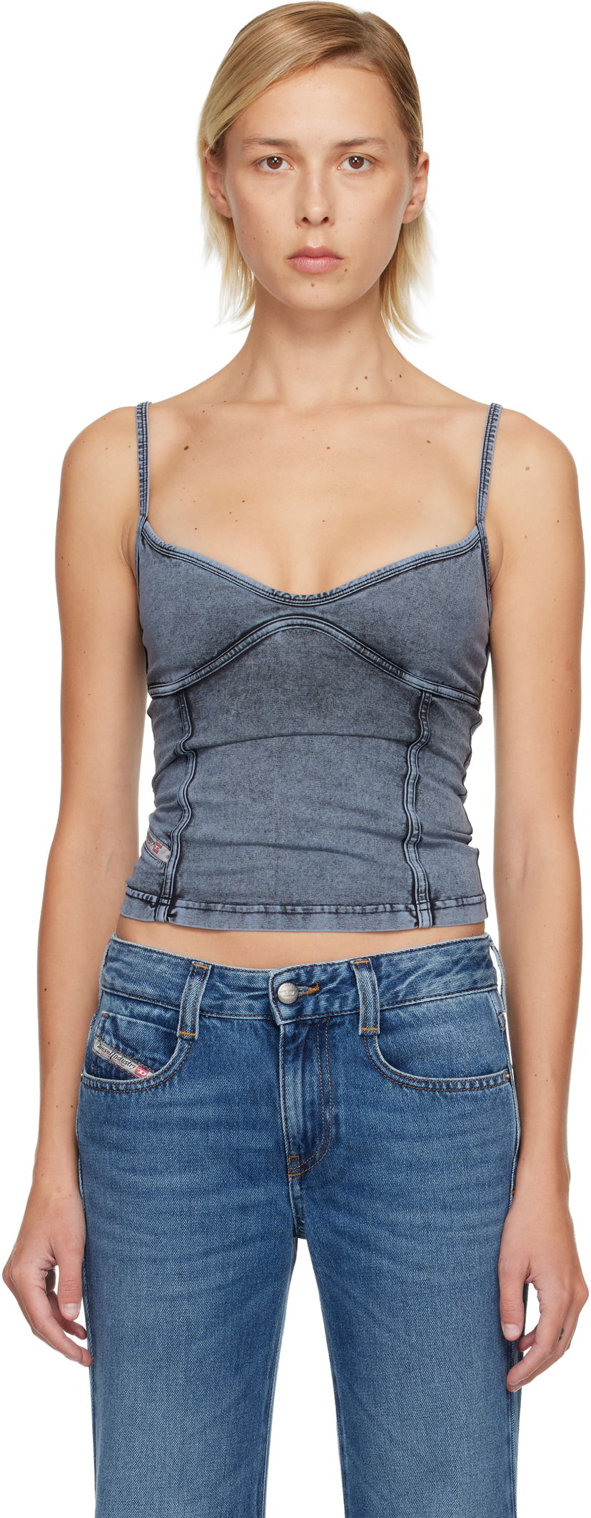 Crop top Diesel Distressed Denim T-Ony Camisole Top Plava | A18361 0KIBY