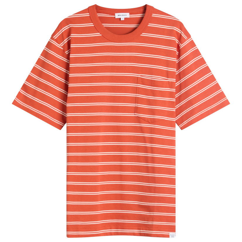 Majica kratkih rukava NORSE PROJECTS Holger Sailor Stripe Pocket Tee, Size L Narančasta | N01-0669-4016
