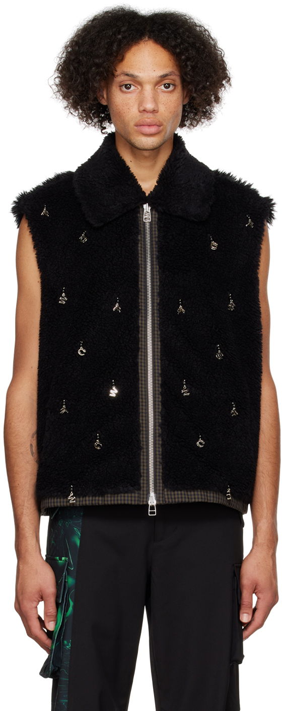 Prsluk Feng Chen Wang Feng Chen Wang Embellished Faux-Fur Vest Crna | FUF14VS03B
