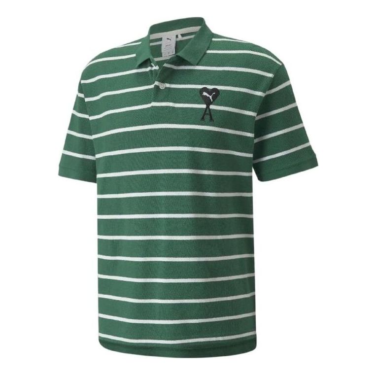 Polo majica Puma Ami Striped Short Sleeve Polo Shirt Zelena | 534067-96