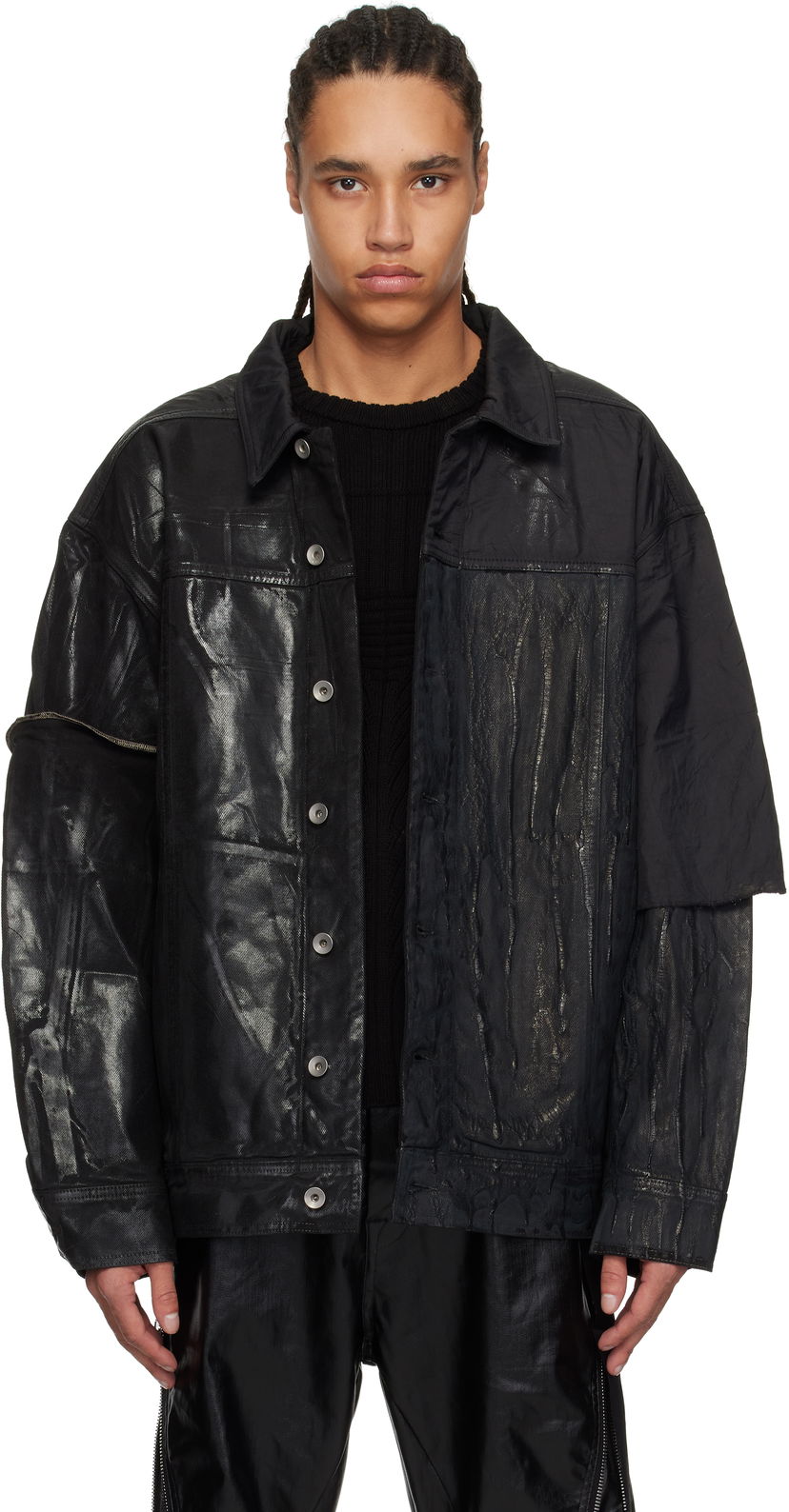 Jakna Rick Owens Rick Owens DRKSHDW Hollywood Jumbo Worker Denim Jacket Crna | DU01E3761 COMW1