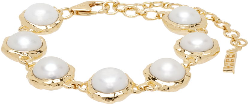 Narukvica VEERT VEERT The Pearl Circle Gold-Tone Pearl Bracelet Metalik | JL0022BYG