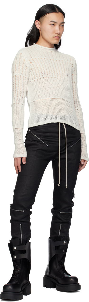 Džemper Rick Owens Rick Owens Hollywood Grid Knit Cropped Sweater Bijela | RU01E5680 KGRID, 3