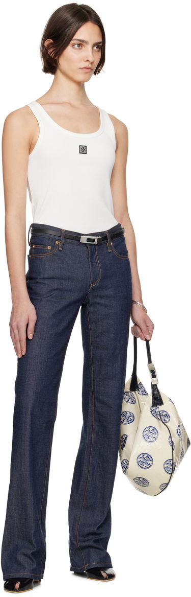 Majica bez rukava Tory Burch Tory Burch Cotton Scoop Tank Top with Metal Logo Bijela | 165173-047, 4