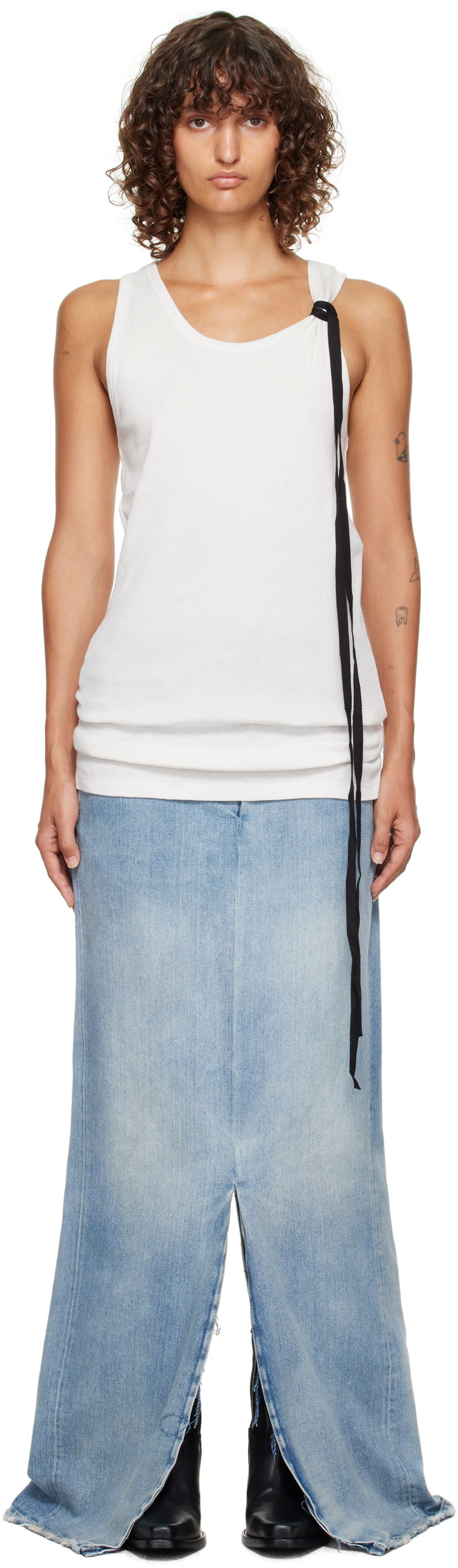 Majica bez rukava Ann Demeulemeester Ann Demeulemeester Seva Ribbed Tank Top Bijela | 2520-W-JTO20-FA659-003