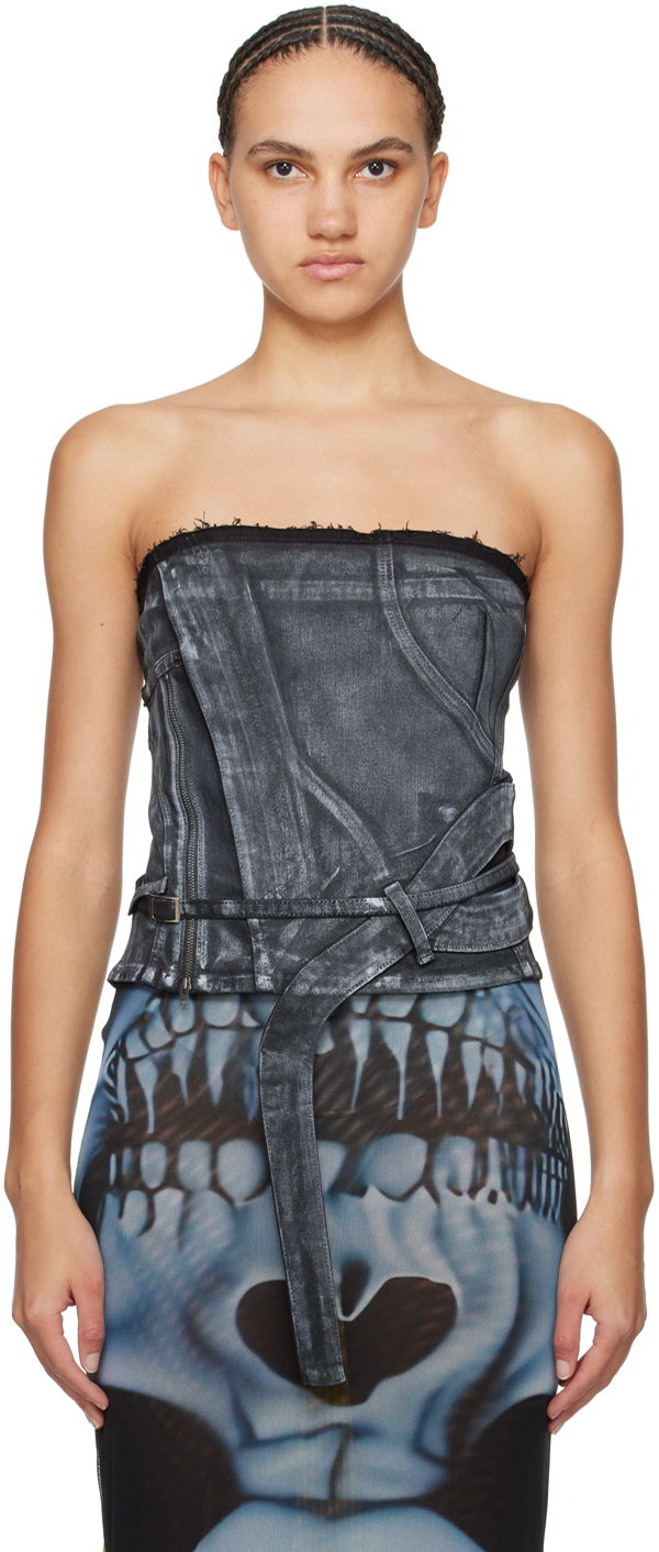 Majica bez rukava Ottolinger Ottolinger Zip Denim Corset Top Siva | 1704812