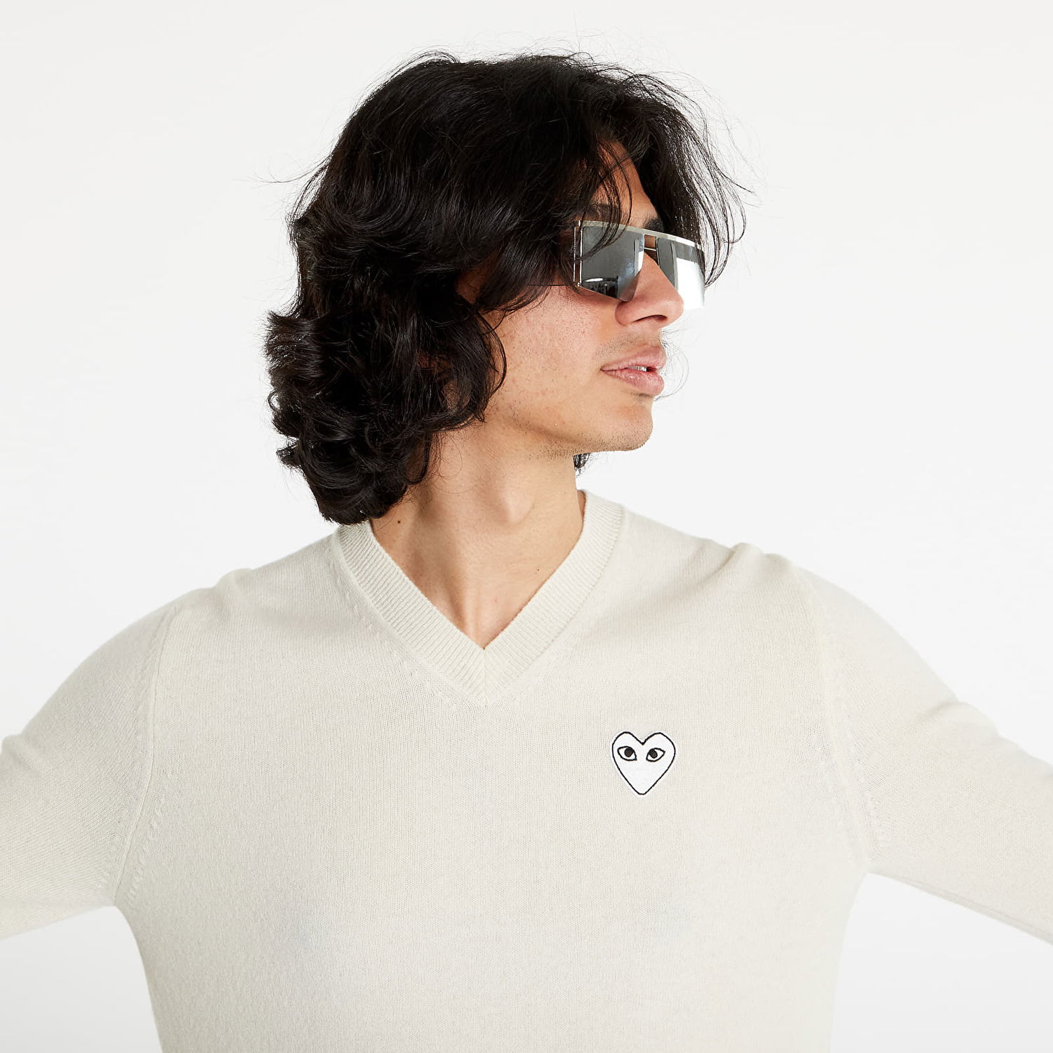 Džemper Comme des Garçons PLAY White Heart Pullover Bež | P1N064, 1