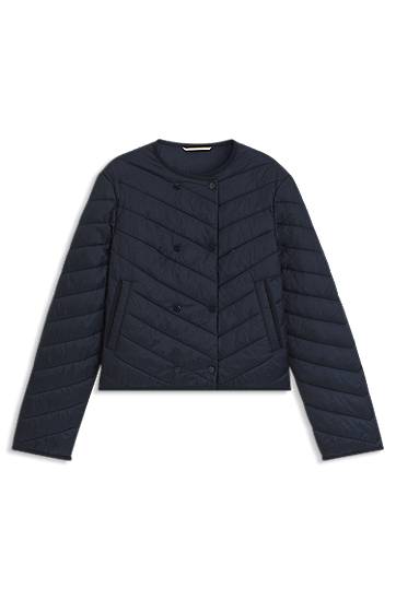 Pernata jakna BOSS Water-Repellent Double-Breasted Quilted Jacket Tamnoplava | 50543249