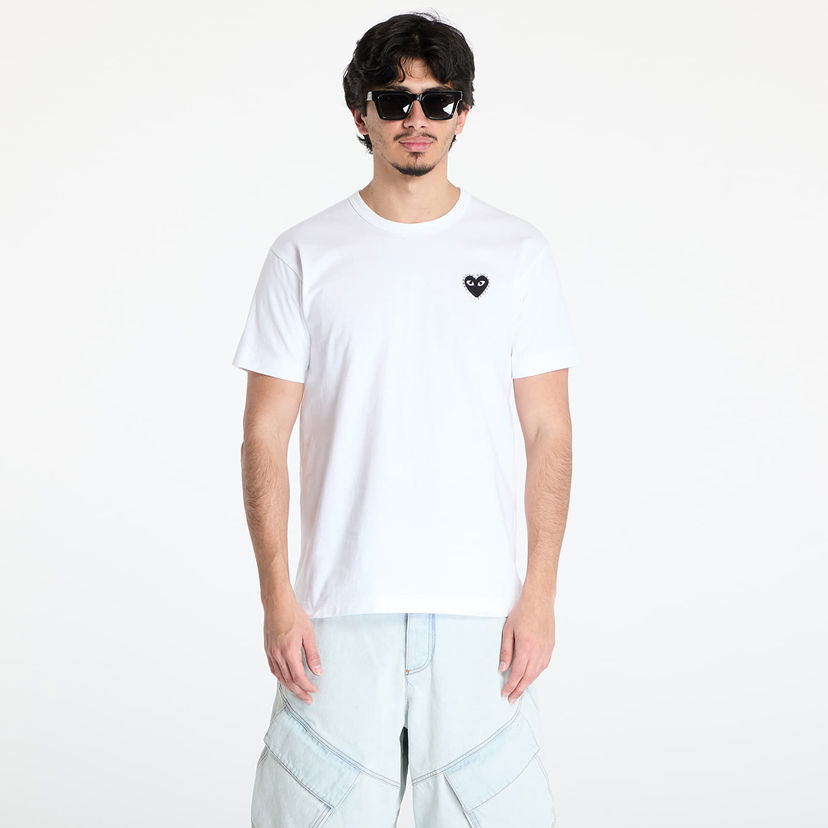 Majica kratkih rukava Comme des Garçons Comme des Garçons PLAY Emblem Rhinestone T-Shirt Bijela | AX-T801 WHITExBLACK