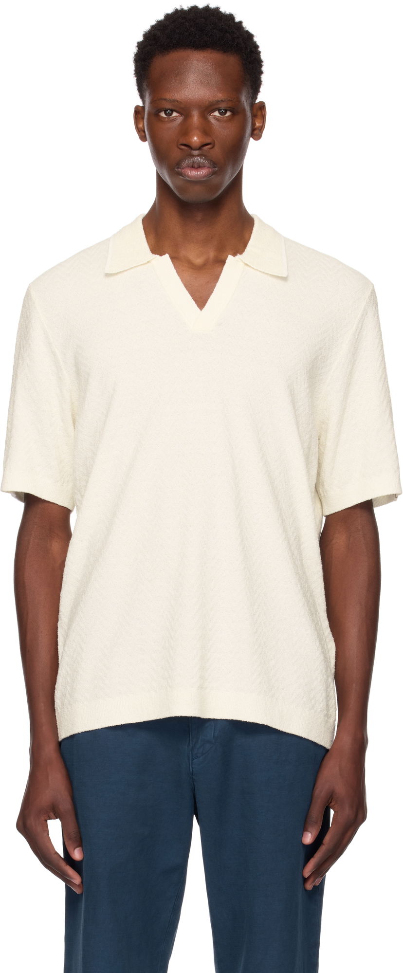Polo majica rag & bone Rag & Bone Zuma Herringbone Knit Polo Bijela | MBS25P019NC19