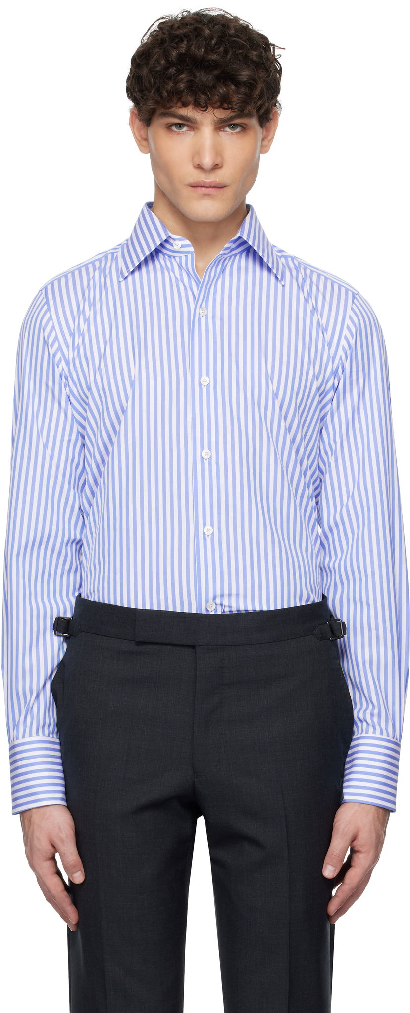 Košulja Tom Ford TOM FORD Ladder Stripe Slim Fit Shirt Plava | HSBC01-CGP75