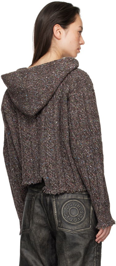 Džemper Ottolinger Ottolinger Knit Open Collar Cropped Hoodie Smeđa | 1070203521, 2