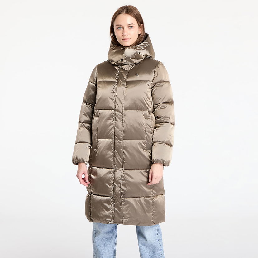 Pernata jakna CALVIN KLEIN Shiny Satin Puffer Coat Brindle Bež | J20J224617 PAV