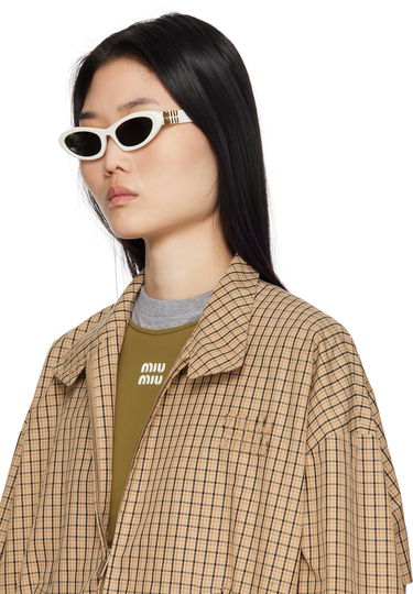 Sunčane naočale Miu Miu Miu Miu Pointed Cat Eye Acetate Sunglasses Bijela | 0MU 09YS 8056597897761, 3