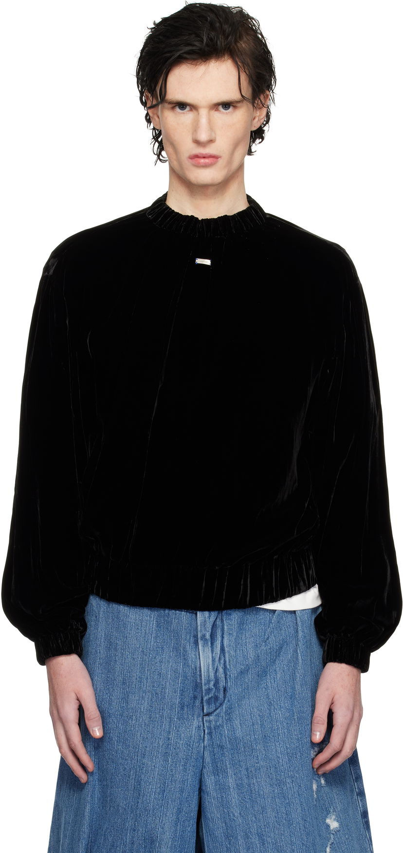 Dukserice ADER ERROR Velvet Relaxed Fit Sweatshirt Crna | BN01FWSW0101BK