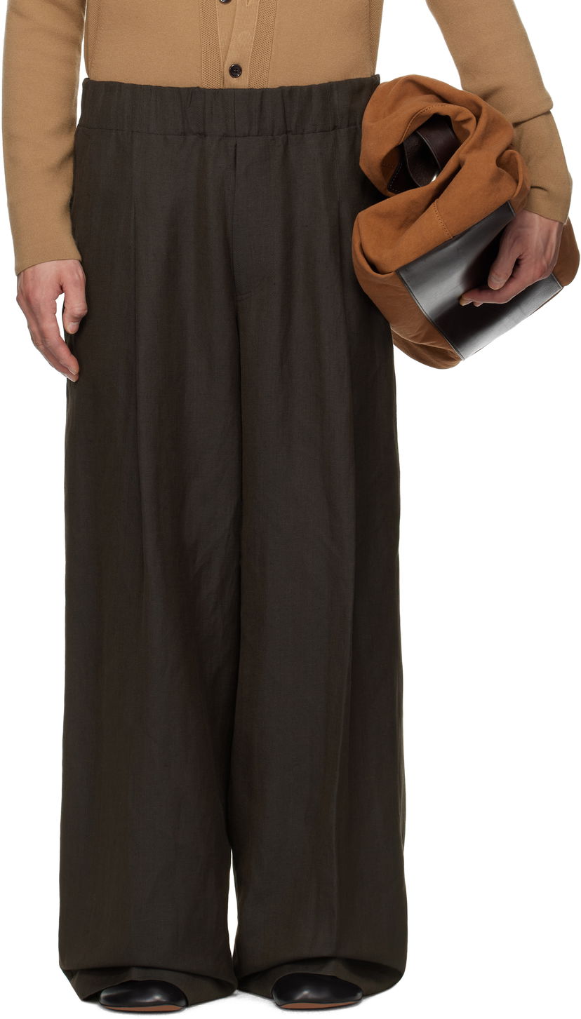 Hlače Dries Van Noten Dries Van Noten Drawstring Wide-Leg Trousers Smeđa | 251-020907-1304