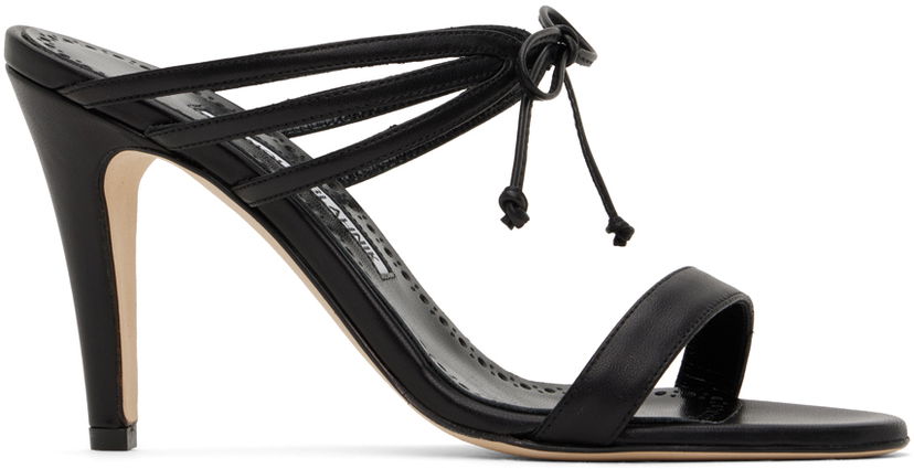 Dodaci Manolo Blahnik Manolo Blahnik Bomasan Tie Heeled Sandals Crna | 423-1653