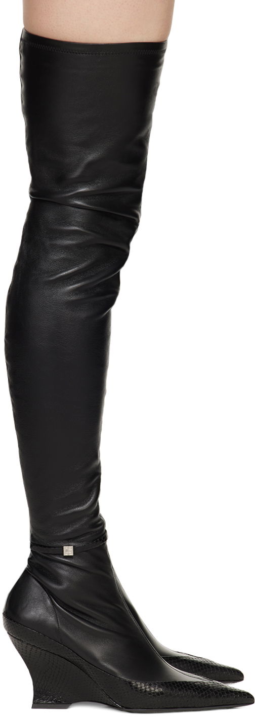 Odjeća Givenchy Givenchy Raven Thigh-High Wedge Boots Crna | BE7038E22G001