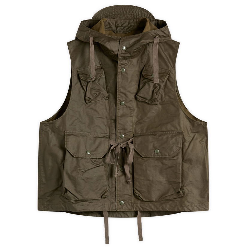 Prsluk Engineered Garments Waxed Cotton Field Vest Small Zelena | 25F1C004-BS007