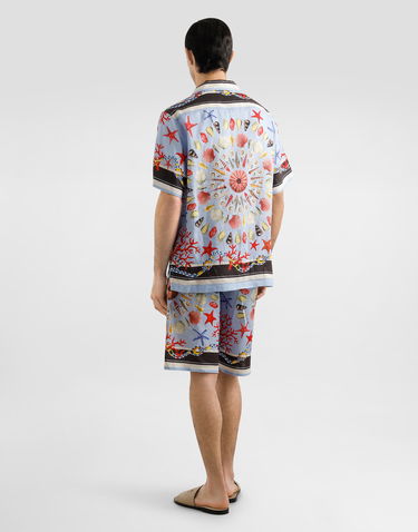 Kratke hlače Dolce & Gabbana Dolce & Gabbana Shell-Print Linen Drawstring Shorts Plava | GV37ATFP4NRHC5PJ, 2
