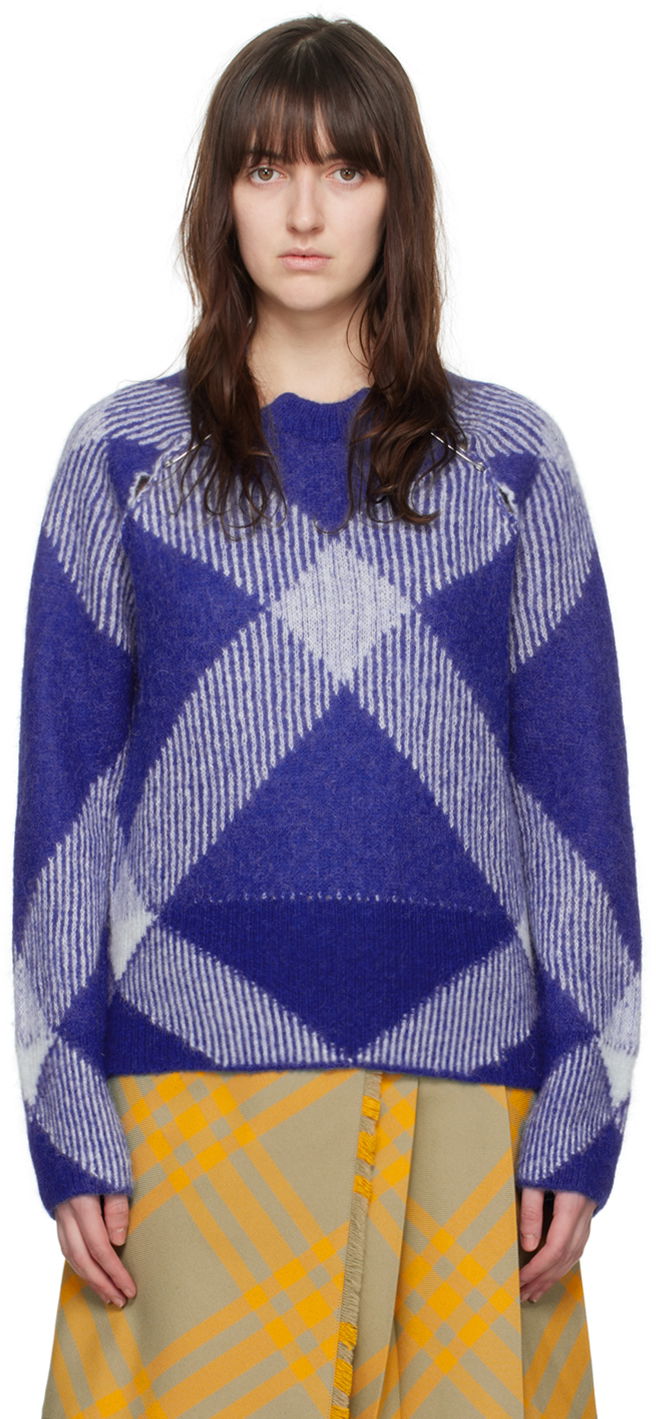 Džemper Burberry Check Sweater Plava | 8076250