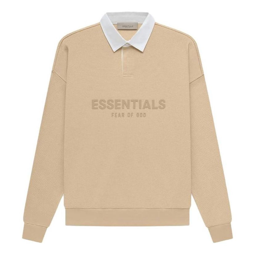 Polo majica Fear of God Essentials Waffle Long Sleeve Polo Bež | FOG-SS23-055