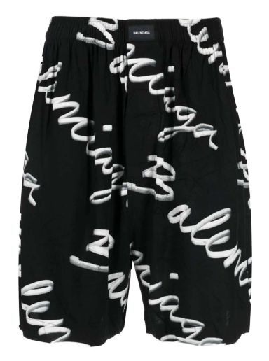 Kratke hlače Balenciaga Scribble Logo Bermuda Shorts Crna | 672410TML131070
