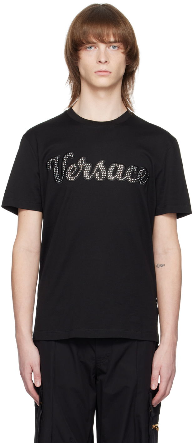 Majica kratkih rukava Versace Crystal Varsity T-Shirt Crna | 1008464 1A06054, 0