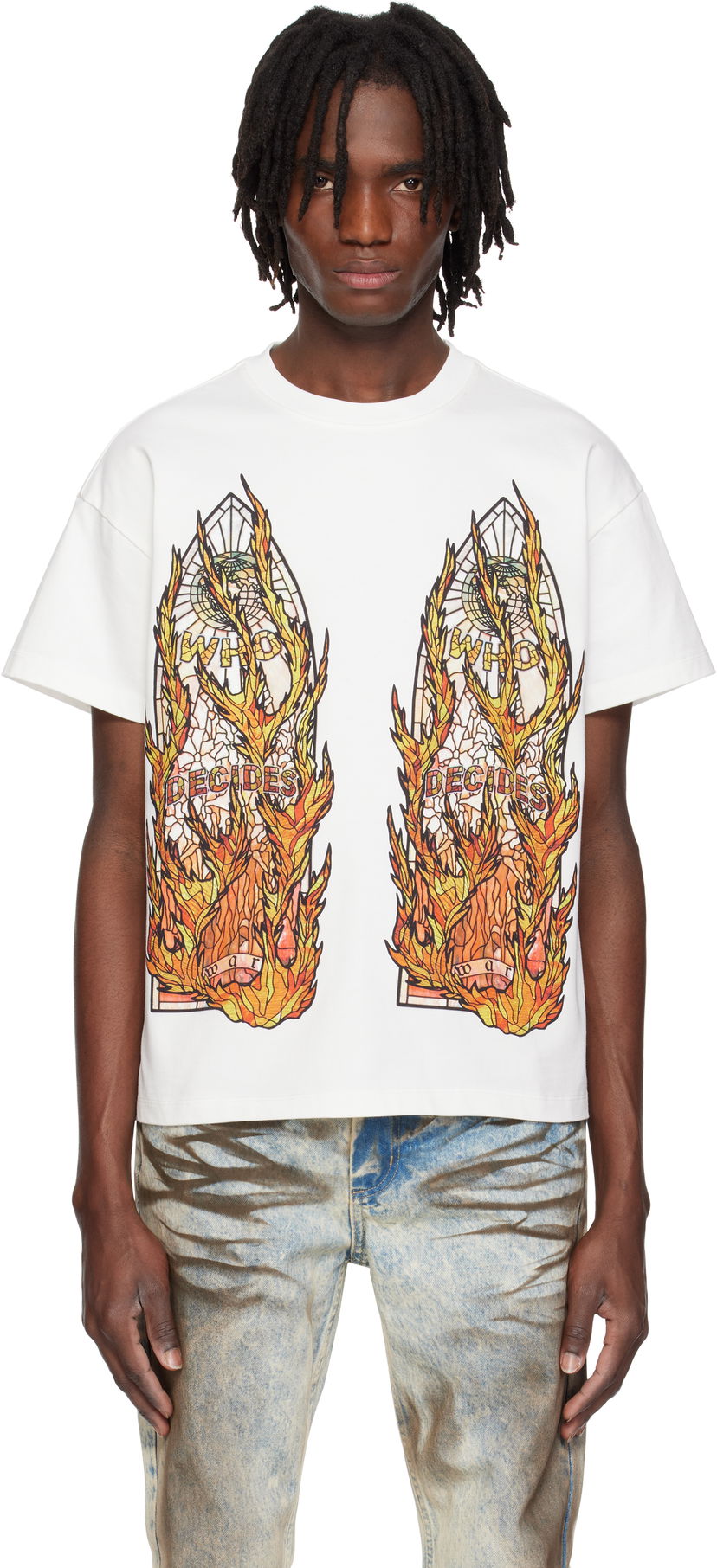 Majica kratkih rukava Who Decides War Who Decides War Flame Glass T-Shirt Bijela | 1110030001SE25