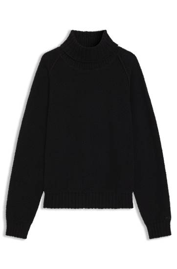 Džemper BOSS Rollneck sweater in cotton-blend bouclé Crna | 50546996, 0