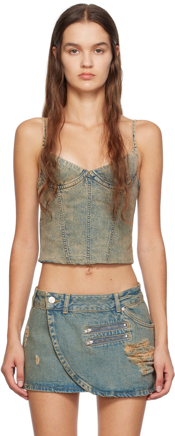 Suknja Miaou Miaou Kiko Denim Tank Top Plava | 7075SD4GAD