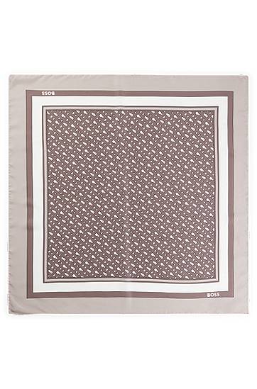 Šal BOSS BOSS Printed Silk Twill Scarf Bež | 50536118