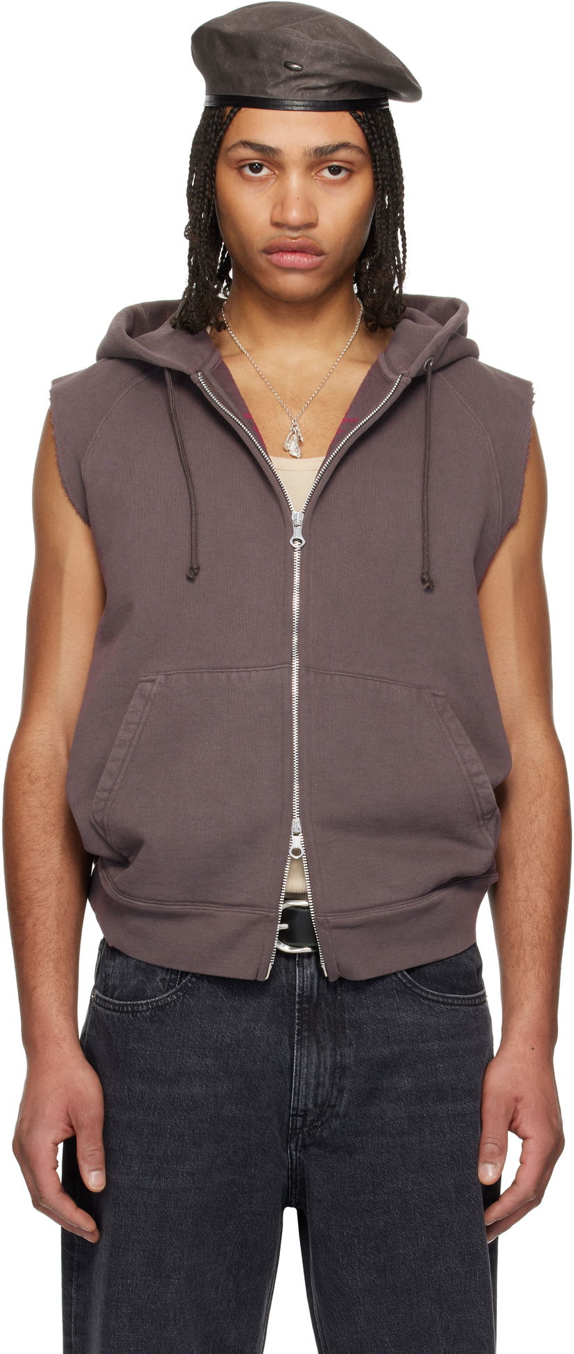 Dukserice OUR LEGACY Our Legacy Motor Sleeveless Zip-Up Hoodie Ljubičasta | M2256MF