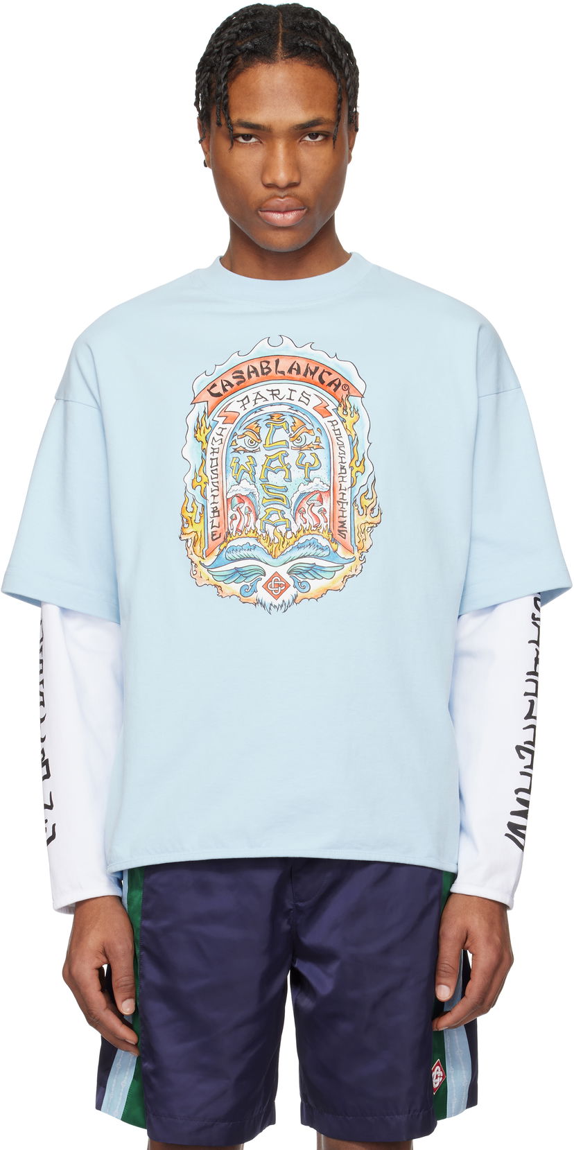 Majica kratkih rukava Casablanca Casablanca 'Casa Way' Skate Double Layer T-Shirt Plava | MS25-JTP-348-01
