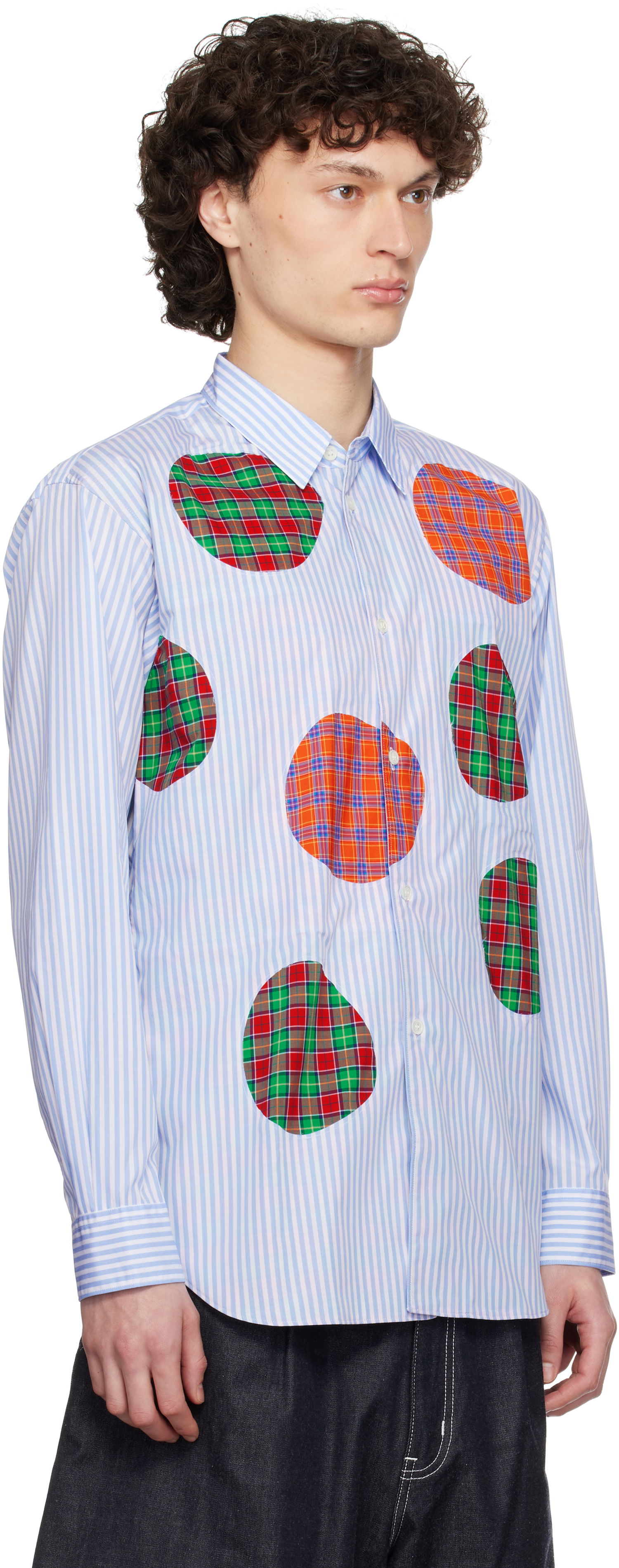 Košulja Comme des Garçons Comme des Garçons Stripe Poplin & Check Shirt Plava | FO-B013-S25, 1