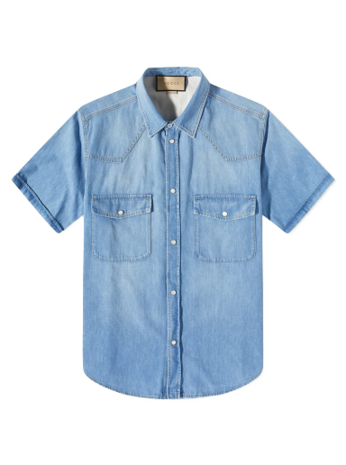 Košulja Gucci Short Sleeve Denim Shirt Plava | 729938-XDCC2-4447