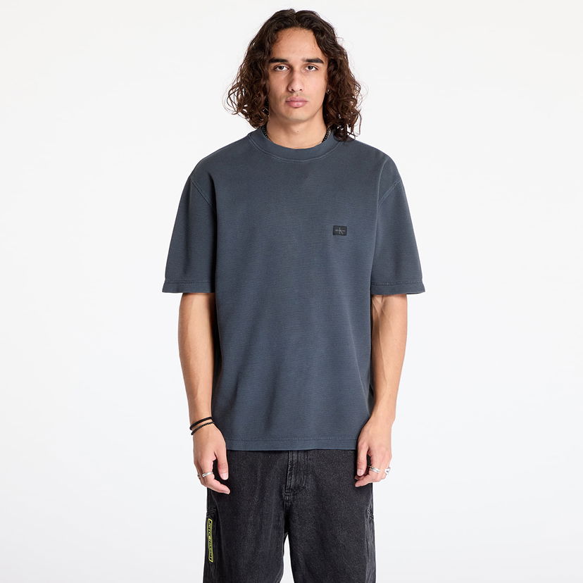 Majica kratkih rukava CALVIN KLEIN Waffle Woven Label Tee Black Crna | J30J326457 BAN