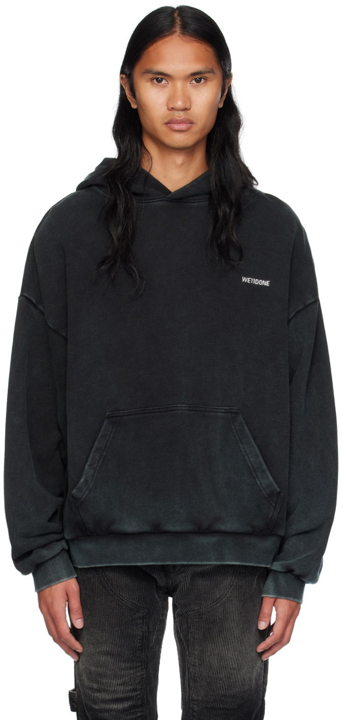 Dukserice We11done Raw Edge Hoodie by Crna | WD-TH2-24-809-U-BK