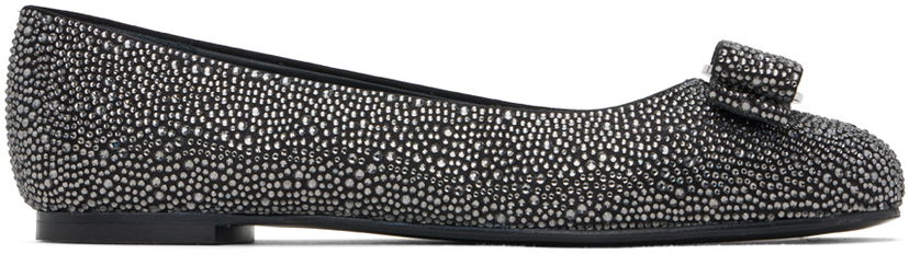 Njega cipela FERRAGAMO Salvatore Ferragamo Varina Crystal Embellished Ballerina Flats Crna | 01H714 - 771895